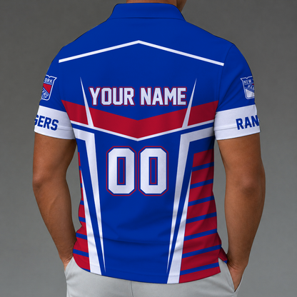 [SUPER SALE] NEW CUSTOMIZED NHL24 NYR NEW YORK RANGERS POLO SHIRT