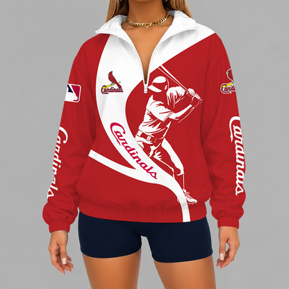[FLASH SALE] NEW CUSTOMIZED MLB24 SLC ST. LOUIS CARDINALS V-NECK ZIPPER SWEATSHIRT JACKET