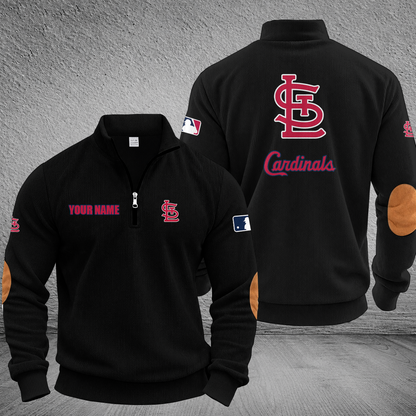 [FLASH SALE] NEW CUSTOMIZED MLB24 SLC ST. LOUIS CARDINALS MULTICOLOR STRIPED QUATER ZIP SWEATSHIRT