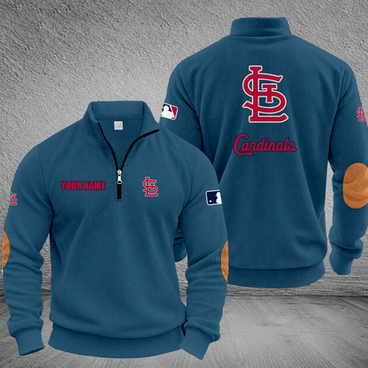 [FLASH SALE] NEW CUSTOMIZED MLB24 SLC ST. LOUIS CARDINALS MULTICOLOR STRIPED QUATER ZIP SWEATSHIRT