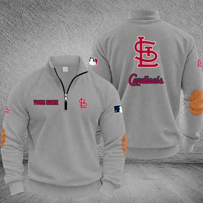 [FLASH SALE] NEW CUSTOMIZED MLB24 SLC ST. LOUIS CARDINALS MULTICOLOR STRIPED QUATER ZIP SWEATSHIRT