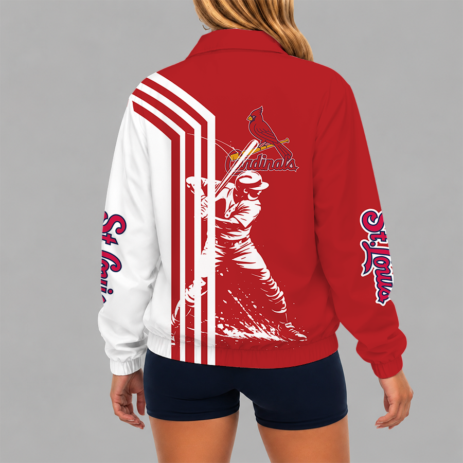 LIMITED EDITION - NEW CUSTOMIZED MLB24 SLC ST. LOUIS CARDINALS V-NECK ZIPPER SWEATSHIRT JACKET