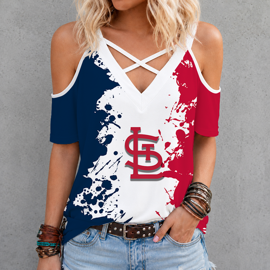 [FLASH SALE] NEW CUSTOMIZED MLB24 SLC ST. LOUIS CARDINALS CRISS CROSS V-NECK TOP
