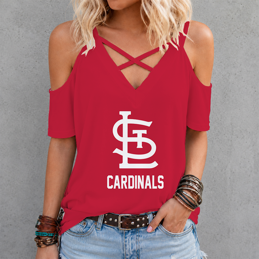 [FLASH SALE] NEW CUSTOMIZED MLB24 SLC ST. LOUIS CARDINALS CRISS CROSS V-NECK TOP