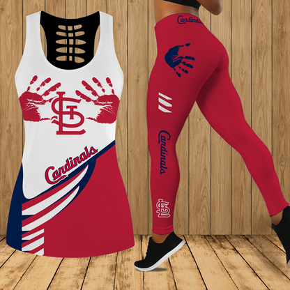 [FLASH SALE] NEW CUSTOMIZED MLB24 SLC ST. LOUIS CARDINALS HOLLOW TANK TOP & LEGGINGS SET
