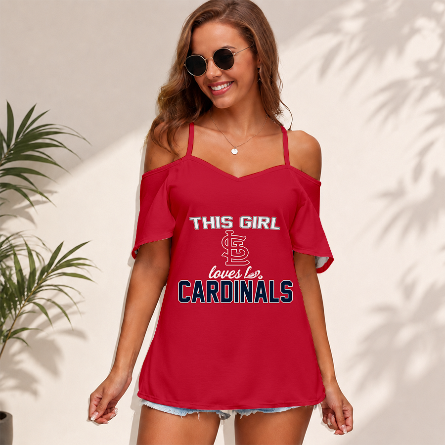 [FLASH SALE] NEW CUSTOMIZED MLB24 SLC ST. LOUIS CARDINALS WOMEN'S STRAPPY OFF-SHOULDER TOP