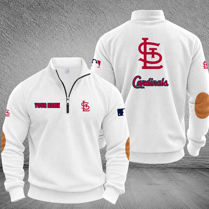 [FLASH SALE] NEW CUSTOMIZED MLB24 SLC ST. LOUIS CARDINALS MULTICOLOR STRIPED QUATER ZIP SWEATSHIRT