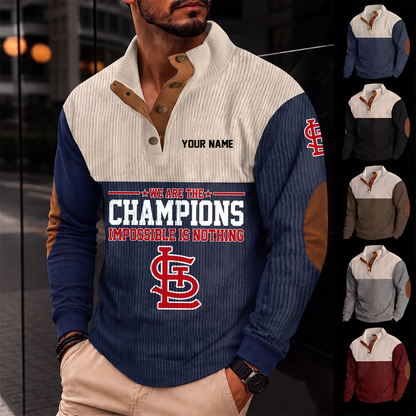 [FLASH SALE] NEW CUSTOMIZED MLB24 SLC ST. LOUIS CARDINALS BUTTON SWEATSHIRTS STAND COLLAR