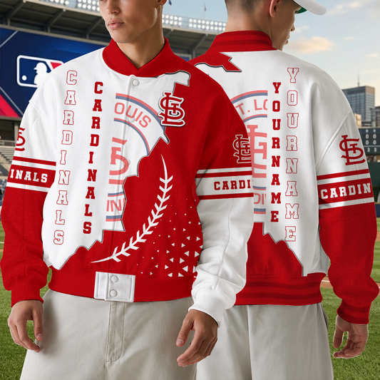 [FLASH SALE] NEW CUSTOMIZED MLB24 SLC ST. LOUIS CARDINALS SATIN VARSITY & BASEBALL JACKET