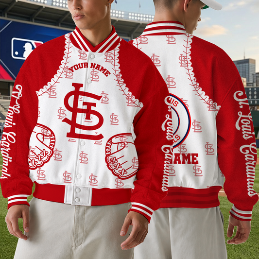 [FLASH SALE] NEW CUSTOMIZED MLB24 SLC ST. LOUIS CARDINALS SATIN VARSITY & BASEBALL JACKET