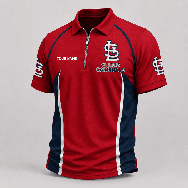 [FLASH SALE] NEW CUSTOMIZED MLB24 SLC ST. LOUIS CARDINALS ZIP POLO SHIRT