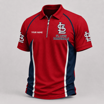 [FLASH SALE] NEW CUSTOMIZED MLB24 SLC ST. LOUIS CARDINALS ZIP POLO SHIRT