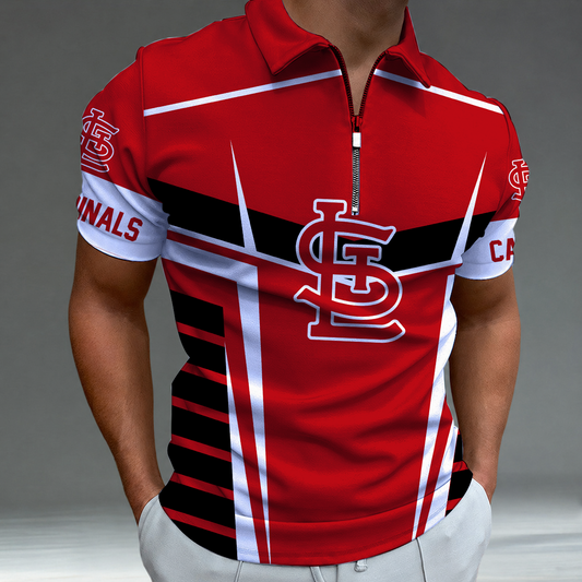 [FLASH SALE] NEW CUSTOMIZED MLB24 SLC ST. LOUIS CARDINALS ZIP POLO SHIRT