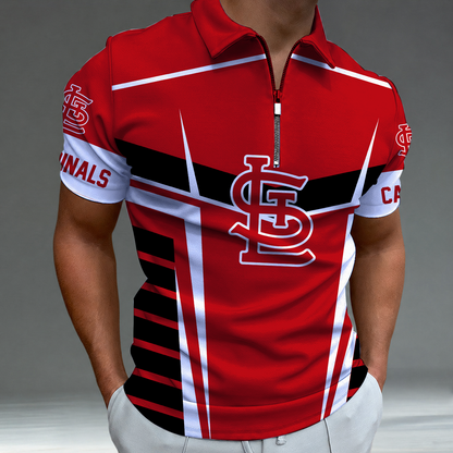 [FLASH SALE] NEW CUSTOMIZED MLB24 SLC ST. LOUIS CARDINALS ZIP POLO SHIRT
