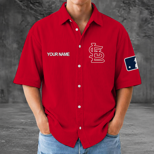 [FLASH SALE] NEW CUSTOMIZED MLB24 SLC ST. LOUIS CARDINALS SEERSUCKER BUTTON SHIRT