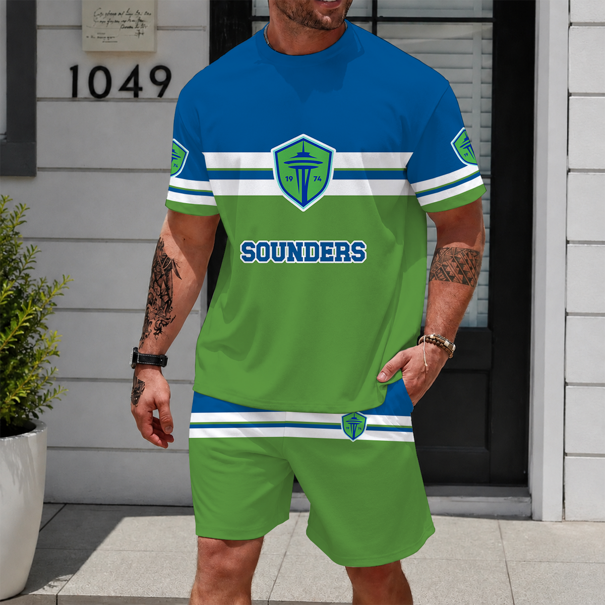 [FAN EXCLUSIVE] NEW CUSTOMIZED MLS24 SSF SEATTLE SOUNDERS FC UNISEX T-SHIRT & SHORTS SET