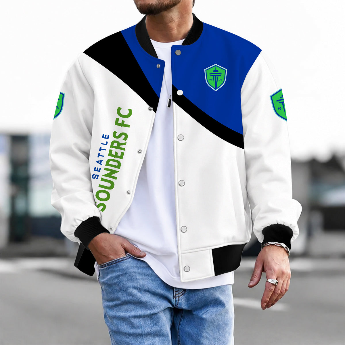 [FAN EXCLUSIVE] NEW CUSTOMIZED MLS24 SSF SEATTLE SOUNDERS FC BASEBALL JACKET & SATIN VARSITY JACKET
