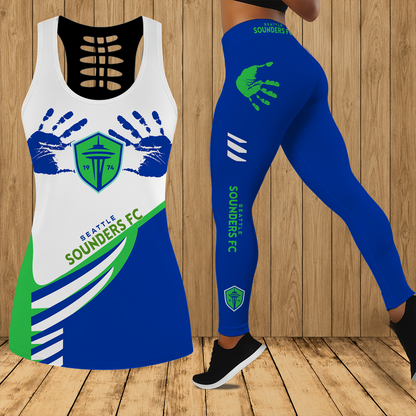 [FAN EXCLUSIVE] NEW CUSTOMIZED MLS24 SSF SEATTLE SOUNDERS FC HOLLOW TANK TOP & LEGGINGS SET