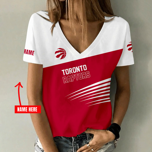 [HOT DEAL] NEW CUSTOMIZED NBA24 TRA TORONTO RAPTORS V-NECK FEMALE SHIRT