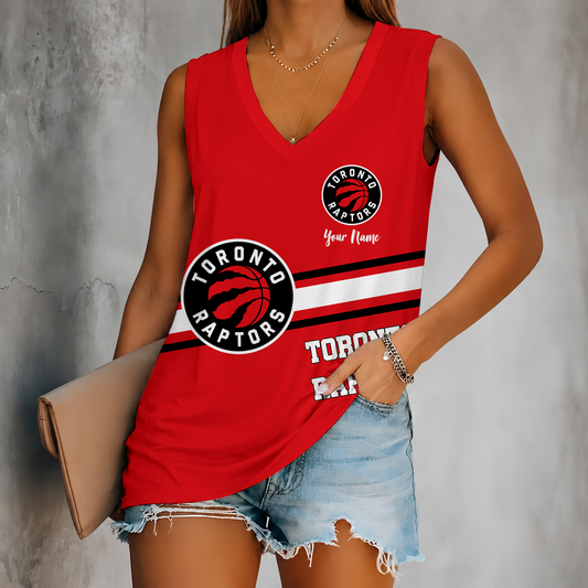 [HOT DEAL] NEW CUSTOMIZED NBA24 TRA TORONTO RAPTORS WOMEN'S V-NECK TANK TOP