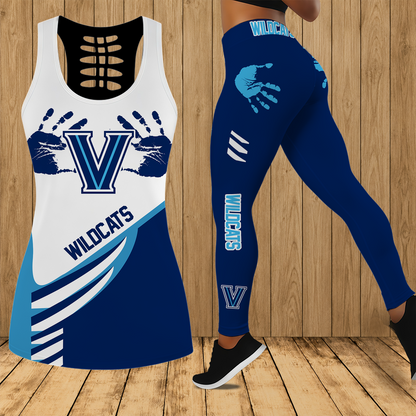 [FAN FAVORITE] NEW CUSTOMIZED NCAA MAM24 VIW VILLANOVA WILDCATS STRAPPY HOLLOW TANK TOP & LEGGINGS SET