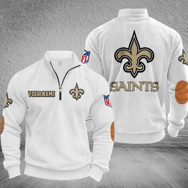 [SPECIAL OFFER] NEW CUSTOMIZED NFL24 NOS NEW ORLEANS SAINTS MULTICOLOR STRIPED QUATER ZIP SWEATSHIRT