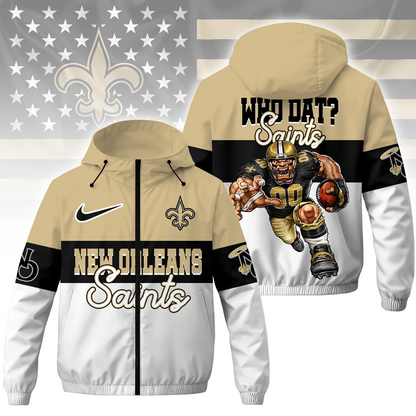 [SPECIAL OFFER] NEW CUSTOMIZED NFL24 NOS NEW ORLEANS SAINTS WINDBREAKER JACKET