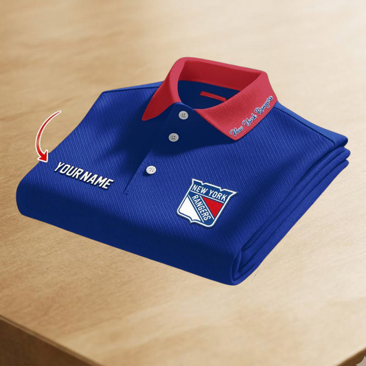 [SUPER SALE] NEW CUSTOMIZED NHL24 NYR NEW YORK RANGERS POLO SHIRT