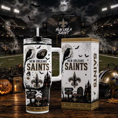 [SPECIAL OFFER] NEW CUSTOMIZED NFL24 NOS NEW ORLEANS SAINTS HALLOWEEN  40OZ TUMBLER