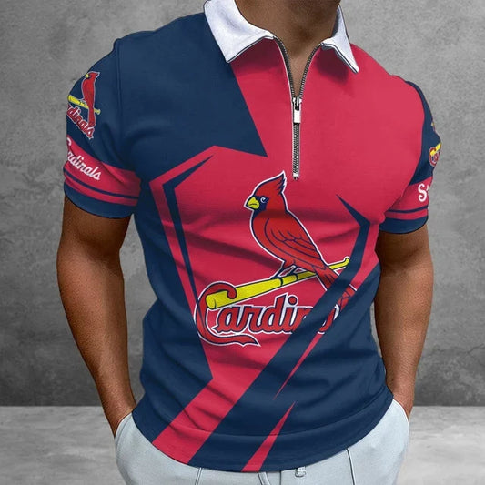 [FLASH SALE] NEW CUSTOMIZED MLB24 SLC ST. LOUIS CARDINALS ZIP POLO SHIRT