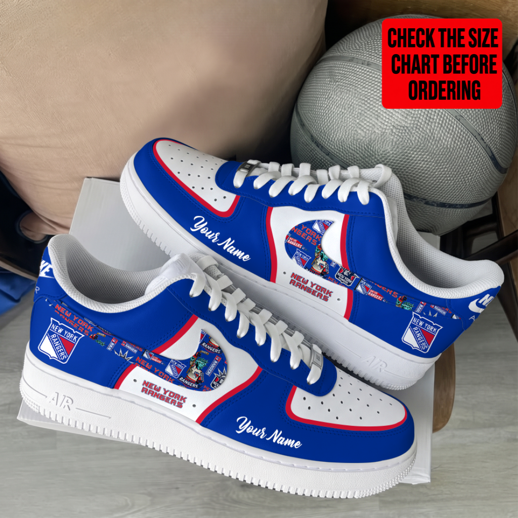 [SUPER SALE] NEW CUSTOMIZED NHL24 NYR NEW YORK RANGERS AF1 SHOES