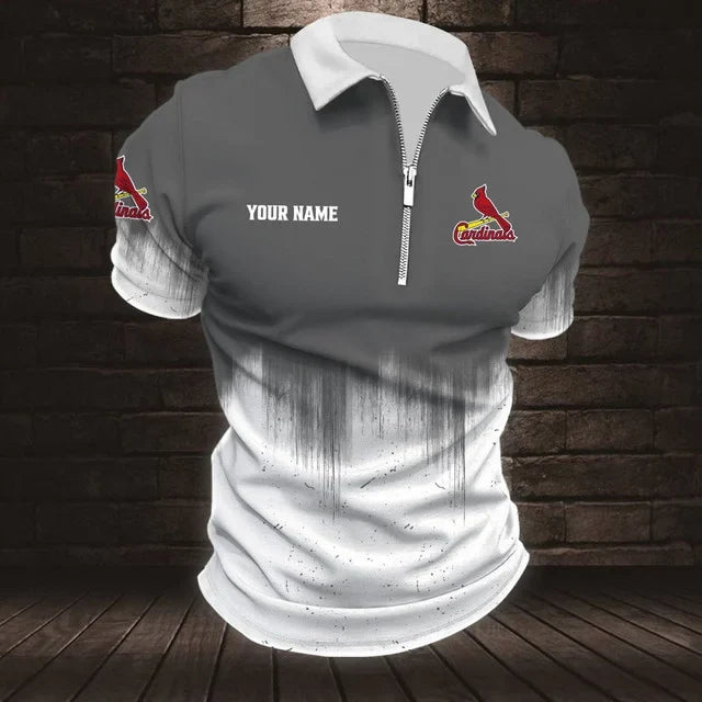 [FLASH SALE] NEW CUSTOMIZED MLB24 SLC ST. LOUIS CARDINALS ZIP POLO SHIRT