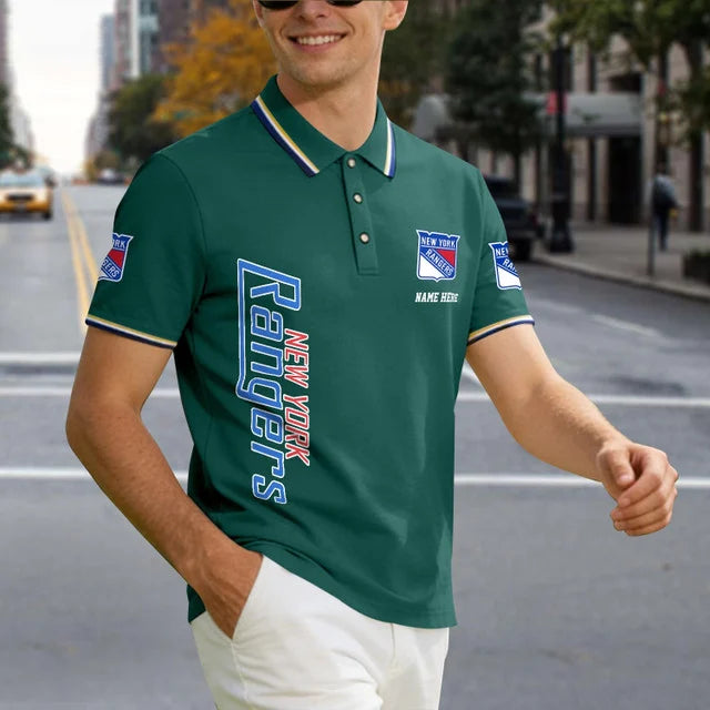 [SUPER SALE] NEW CUSTOMIZED NHL24 NYR NEW YORK RANGERS POLO SHIRT