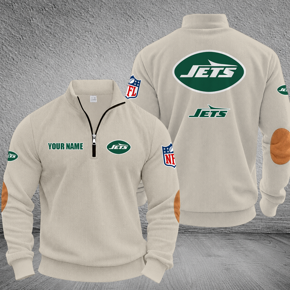 [SPECIAL OFFER] NEW CUSTOMIZED NFL25 NYJ NEW YORK JETS MULTICOLOR STRIPED QUATER ZIP SWEATSHIRT