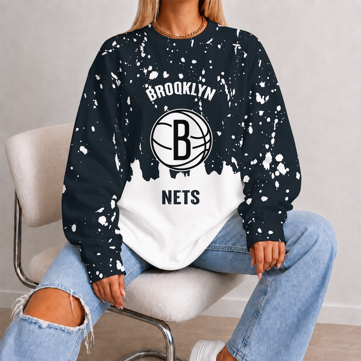 [HOT DEAL] NEW CUSTOMIZED NBA25 BNE BROOKLYN NETS UNISEX SWEATSHIRT