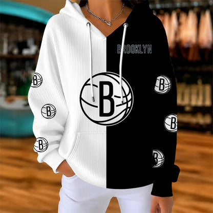 [HOT DEAL] NEW CUSTOMIZED NBA25 BNE BROOKLYN NETS  RIBBED HOODIE & SWEATSHIRT