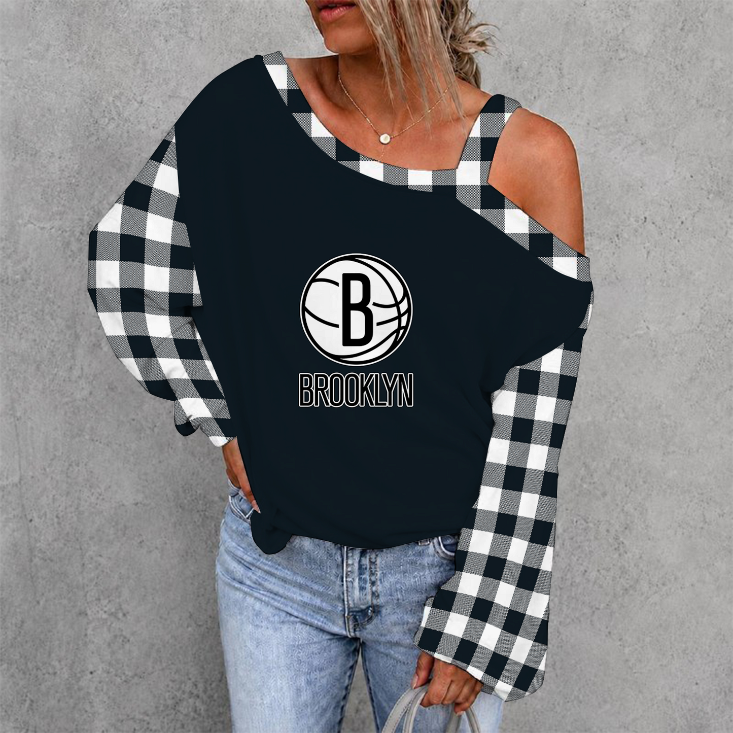 [HOT DEAL] NEW CUSTOMIZED NBA25 BNE BROOKLYN NETS DROP SHOULDER SWEATSHIRT