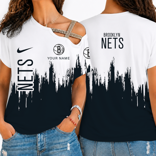 [HOT DEAL] NEW CUSTOMIZED NBA25 BNE BROOKLYN NETS SHOULDER SHIRT