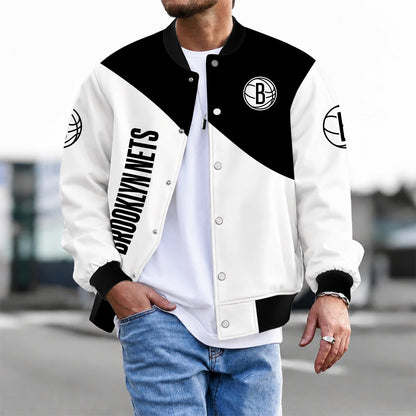 [HOT DEAL] NEW CUSTOMIZED NBA25 BNE BROOKLYN NETS BASEBALL JACKET, SATIN VARSITY JACKET