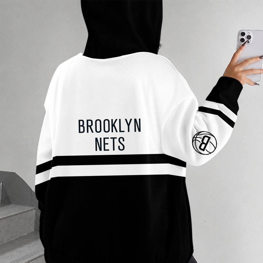 [HOT DEAL] NEW CUSTOMIZED NBA25 BNE BROOKLYN NETS ZIP HOODIE