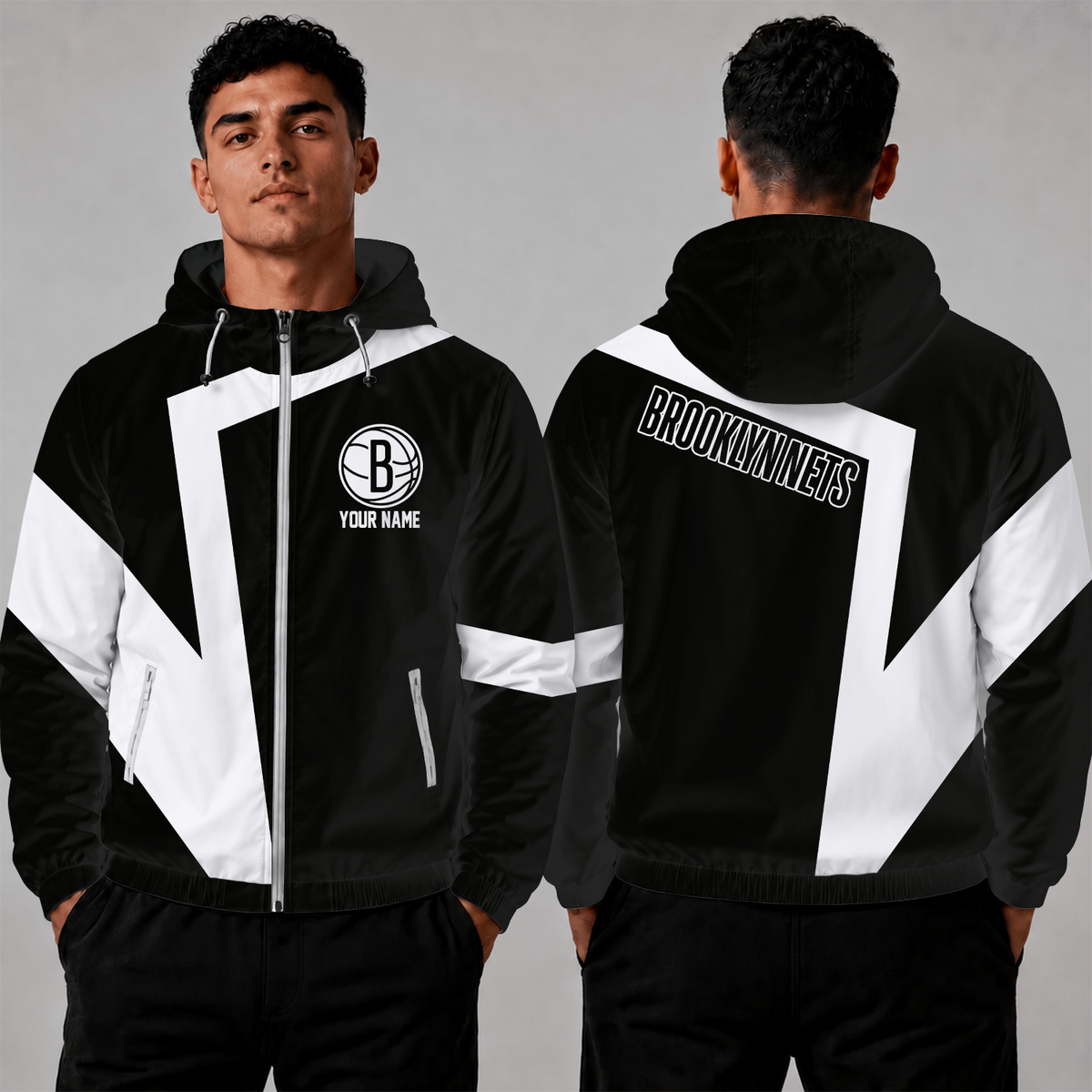 [HOT DEAL] NEW CUSTOMIZED NBA25 BNE BROOKLYN NETS WINDBREAKER JACKET