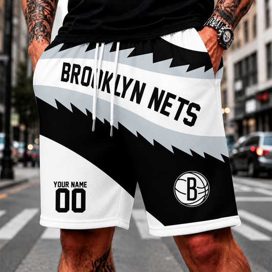 [HOT DEAL] NEW CUSTOMIZED NBA25 BNE BROOKLYN NETS SHORT PANTS