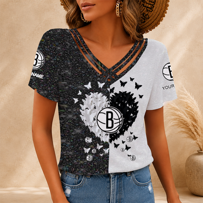 [HOT DEAL] NEW CUSTOMIZED NBA25 BNE BROOKLYN NETS V-NECK SHIRT