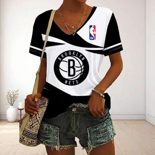 [HOT DEAL] NEW CUSTOMIZED NBA26 P76 PHILADELPHIA 76ERS V-NECK FEMALE SHIRT