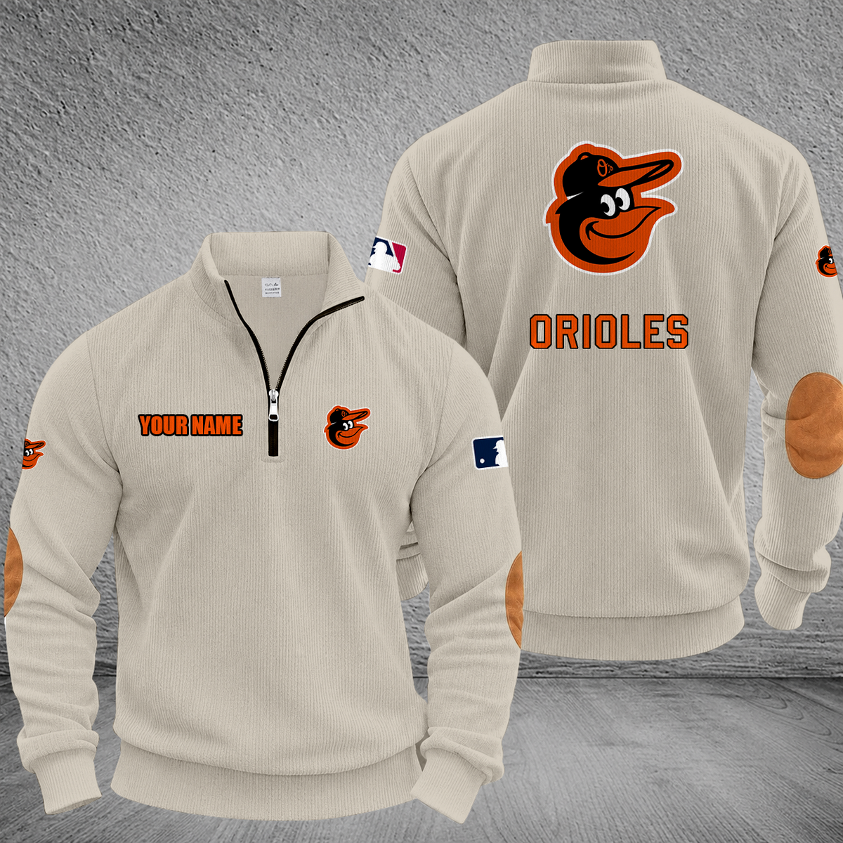 [FLASH SALE] NEW CUSTOMIZED MLB25 BOS BALTIMORE ORIOLES MULTICOLOR STRIPED QUATER ZIP SWEATSHIRT