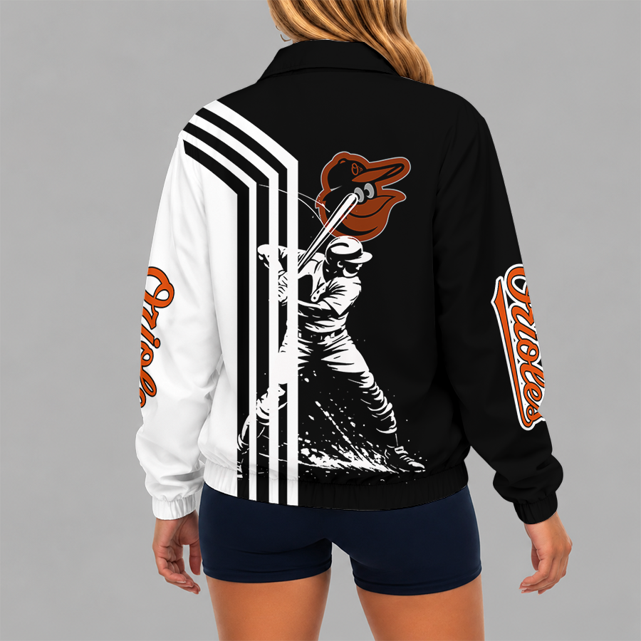 LIMITED EDITION - NEW CUSTOMIZED MLB25 BOS BALTIMORE ORIOLES V-NECK ZIPPER SWEATSHIRT JACKET