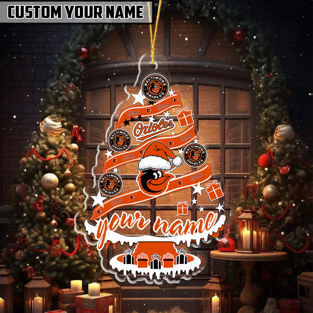 [FLASH SALE] NEW CUSTOMIZED MLB25 BOS BALTIMORE ORIOLES CHRISTMAS ACRYLIC ORNAMENT
