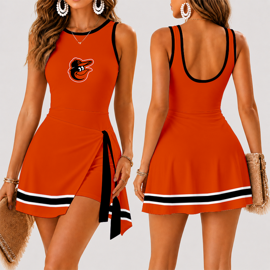 [FLASH SALE] NEW CUSTOMIZED MLB25 BOS BALTIMORE ORIOLES WOMEN'S SUMMER SKORT DRESS
