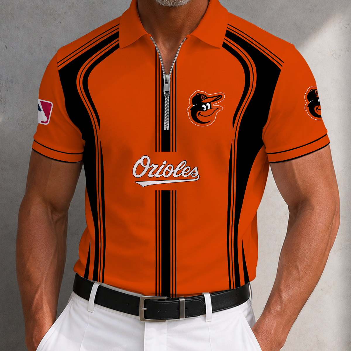 [FLASH SALE] NEW CUSTOMIZED MLB25 BOS BALTIMORE ORIOLES ZIP POLO SHIRT