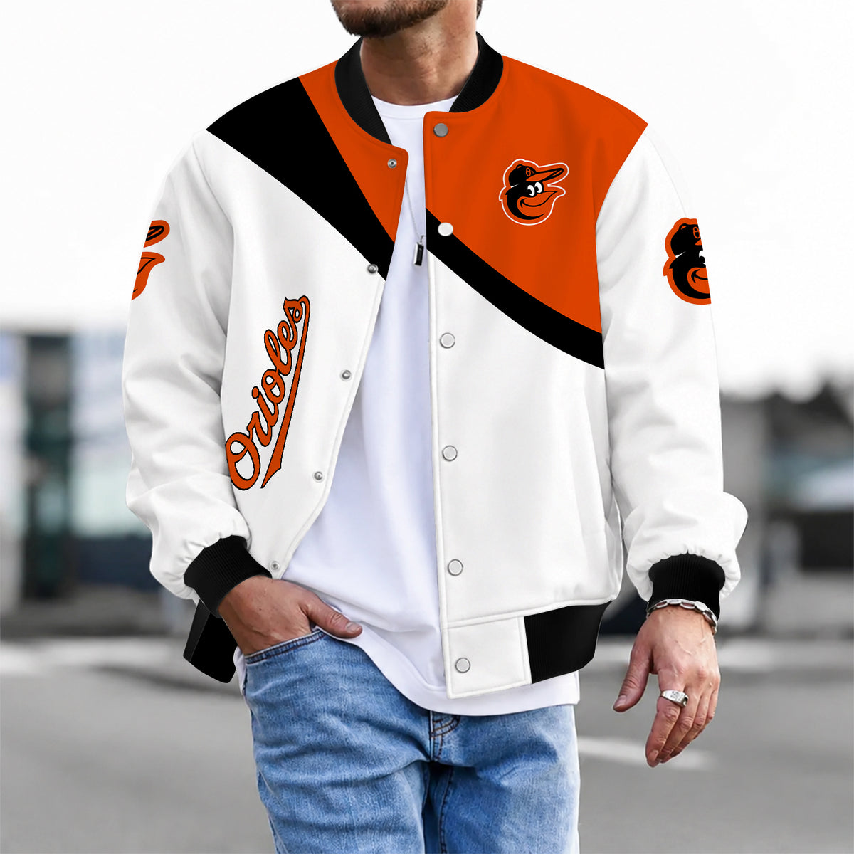[FLASH SALE] NEW CUSTOMIZED MLB25 BOS BALTIMORE ORIOLES SATIN VARSITY & BASEBALL JACKET